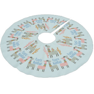 Fleece Navidad Llamas Brushed Polyester Tree Skirt