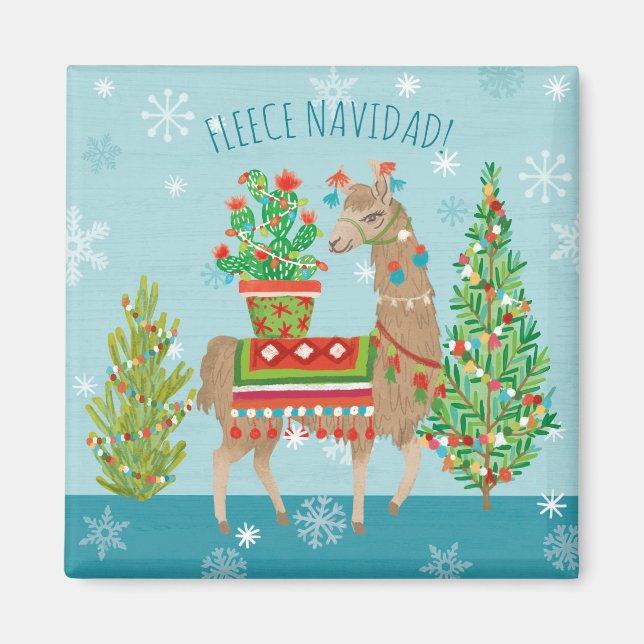 Fleece Navidad | Lovely Llamas Christmas Magnet (Front)