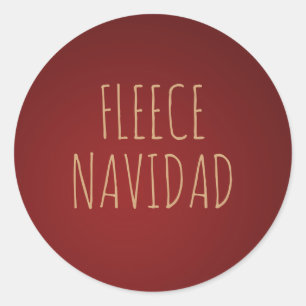 Fleece Navidad Merry Christmas Happy Holidays Red Classic Round Sticker