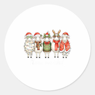 Fleece Navidad Sheep Christmas Lights Dinner Famil Classic Round Sticker