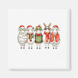 Fleece Navidad Sheep Christmas Lights Dinner Famil Magnet