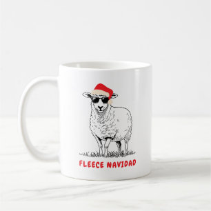 Fleece Navidad Sheep in Sunglasses Coffee Mug
