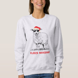Fleece Navidad Sheep in Sunglasses Sweatshirt