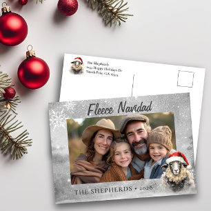 Fleece Navidad Sheep Photo Holiday Postcard