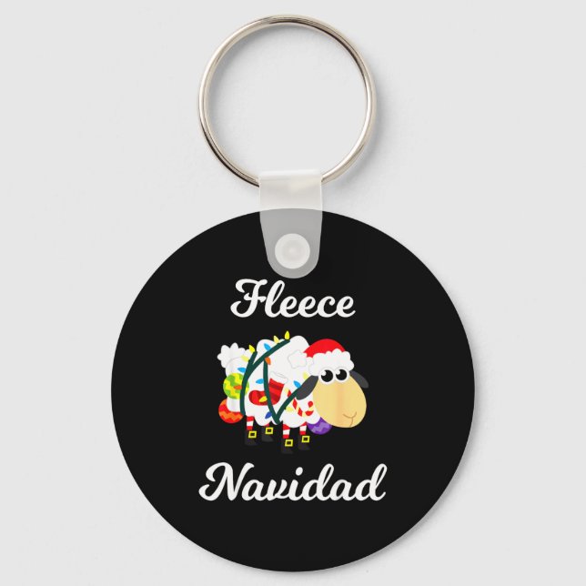 Fleece Navidad Shirt Funny Feliz Mexican Christmas Key Ring (Front)