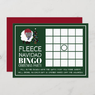 Fleece Navidad, Spanish Christmas Party Bingo Invitation