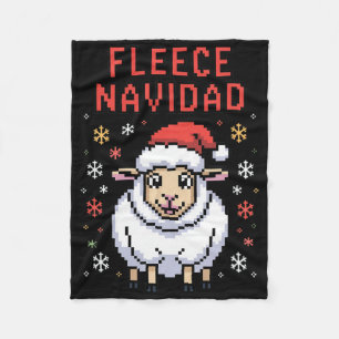 Fleece Navidad Ugly Sweater Funny Christmas Sheep  Blanket