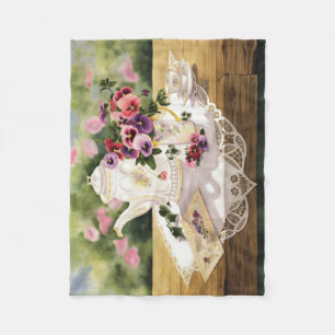 Fleece Throw ~'Victorian Tea' Blanket