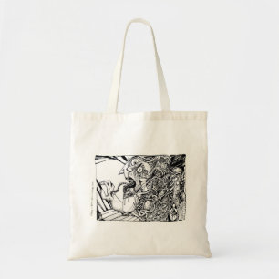 Fleeing in terror from an empty room...   tote bag