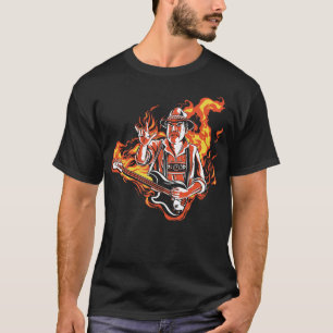 Fleet Lederhose with Bass-Gitaar and Vlammen T-Shirt