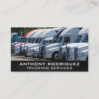 Fleet of Semi Trucks | Transport Services Business Card