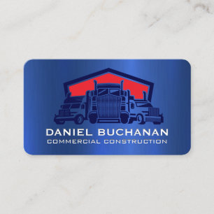 Fleet of Trucks   Blue Metallic Texture Business Card