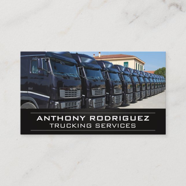 Fleet of Trucks | Trucking Services Business Card (Front)