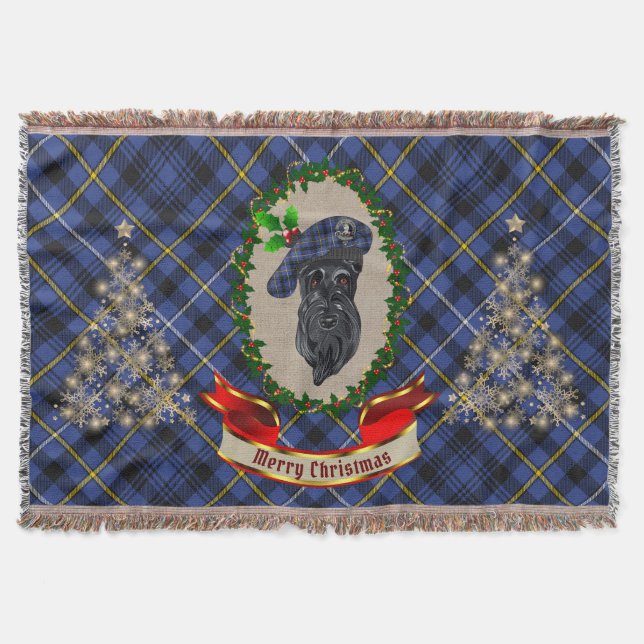 Fleming Scottie Dog Christmas Throw Blanket (Front)