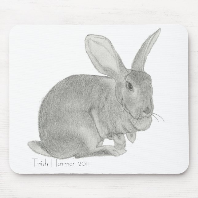 Flemish Giant Rabbit Sketch Mouse Pad (Front)