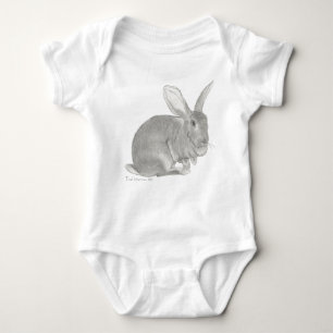 Flemish Giant Rabbit Sketch the Gentle Giant Baby Bodysuit