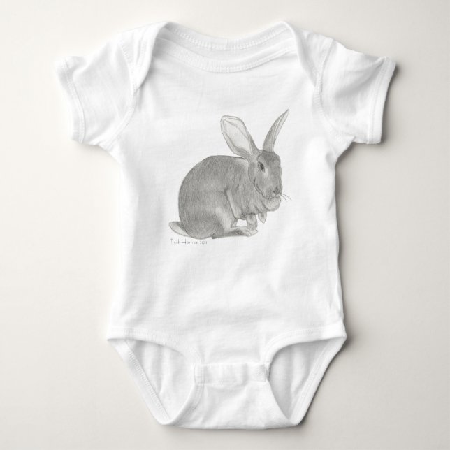 Flemish Giant Rabbit Sketch the Gentle Giant Baby Bodysuit (Front)