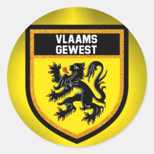 Flemish Region Flag Classic Round Sticker