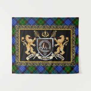 Fletcher Clan Badge & Motto w/Lions  Tapestry