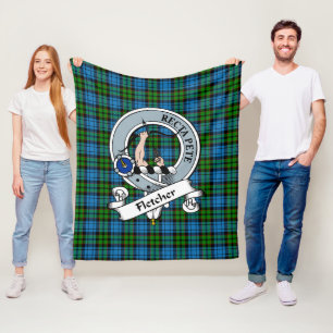 Fletcher Clan Badge Tartan Plaid Fleece Blanket