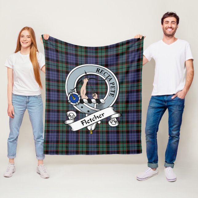 Fletcher Modern Clan Badge Tartan Plaid Fleece Blanket (In Situ)