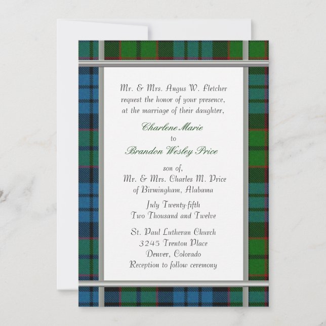 Fletcher Tartan Plaid Wedding Invitation (Front)
