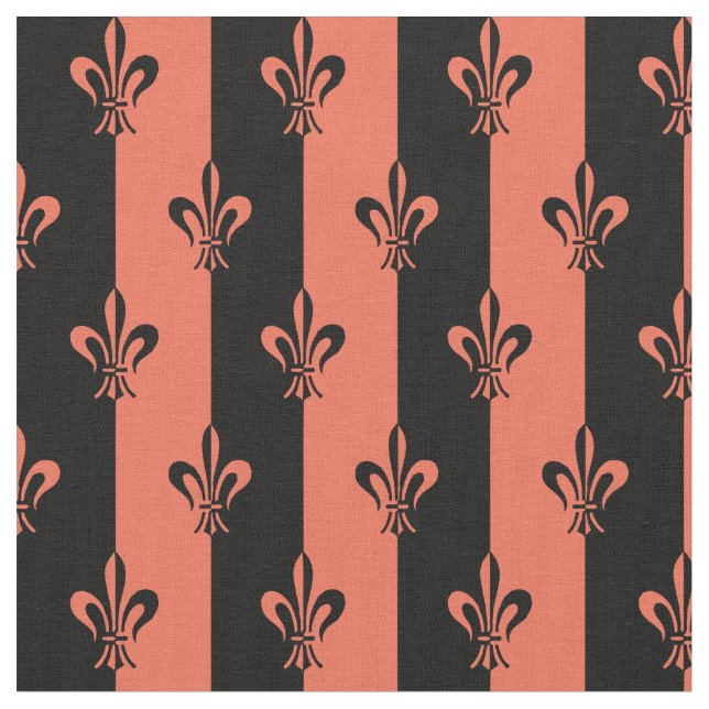 Fleur De Lic Stripes in Black and Red Fabric (Close Up)