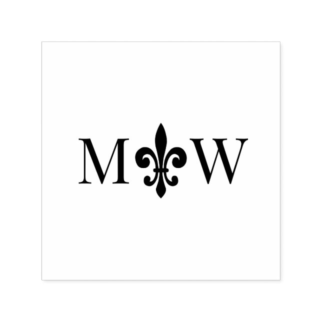 Fleur de Lis #20 Couple Wedding 2 Initial Monogram Self-inking Stamp (Design)