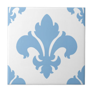 Fleur De Lis 2 Placid Blue Tile