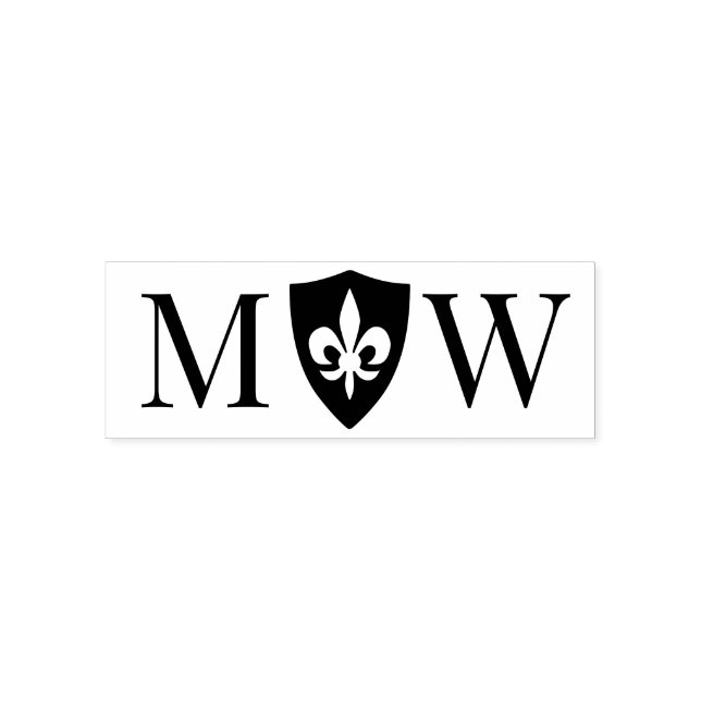 Fleur de Lis #37 Couple Wedding 2 Initial Monogram Self-inking Stamp (Design)