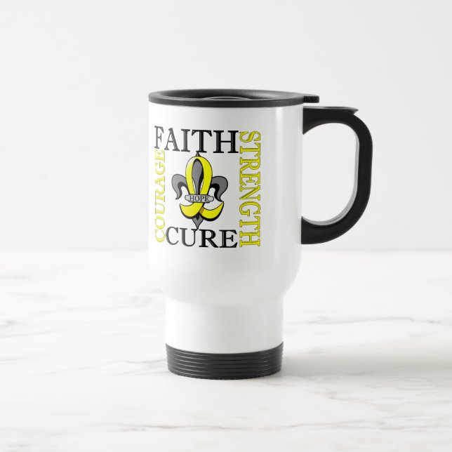 Fleur De Lis 3 Bladder Cancer Travel Mug (Right)