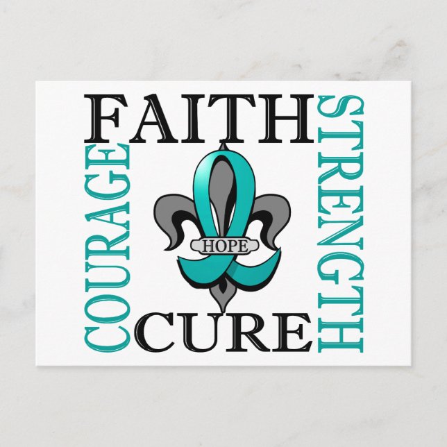 Fleur De Lis 3 Ovarian Cancer Postcard (Front)