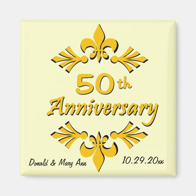 Fleur De Lis 50th Anniversary Party Favours Magnet (Front)