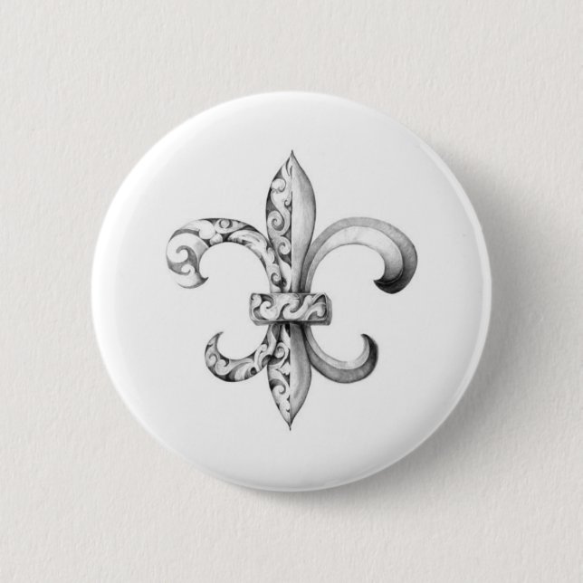 fleur-de-lis 6 cm round badge (Front)