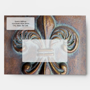 Fleur De Lis, Aged Copper-Look Printed Envelopes