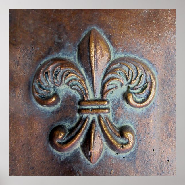 Fleur De Lis, Aged Copper-Look Printed Poster (Front)