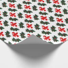 Fleur de Lis and Holly Wrapping Paper