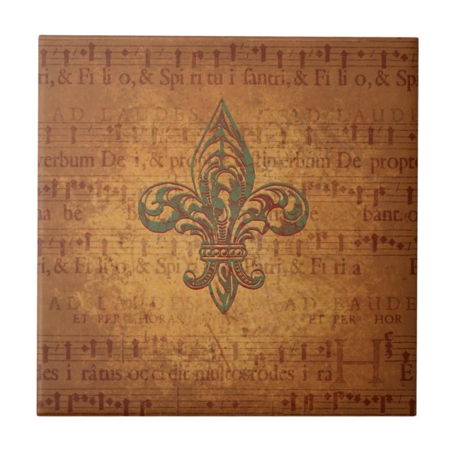 Fleur de lis and sheet music tile (Front)