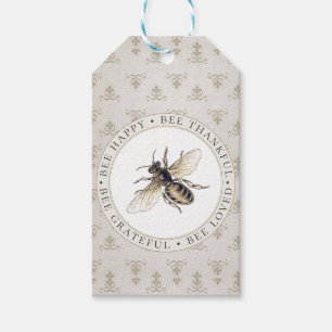 Fleur De Lis Background Elegant Honeybee Gift Tag