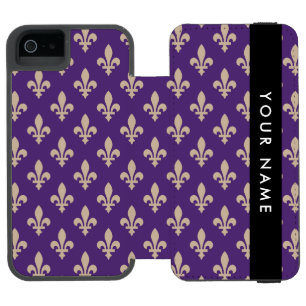 Fleur de Lis, Beige on Purple, Royal, Your Name Incipio Watson™ iPhone 5 Wallet Case