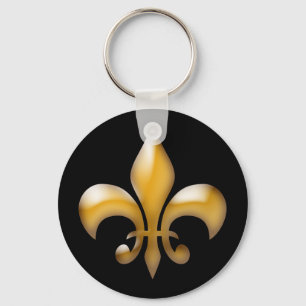 Fleur de Lis Black and Golden Yellow Key Ring