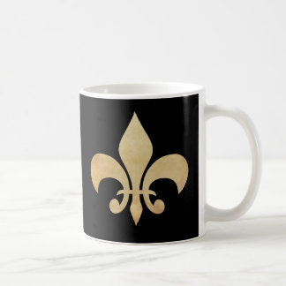 Fleur de Lis Black and Tan Coffee Mug