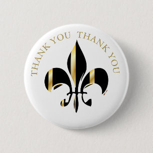 Fleur de Lis/black + gold 6 Cm Round Badge