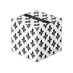 Fleur de Lis, Black on White, Black, Your Name Cube