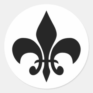 Fleur de lis Black & White Round Sticker