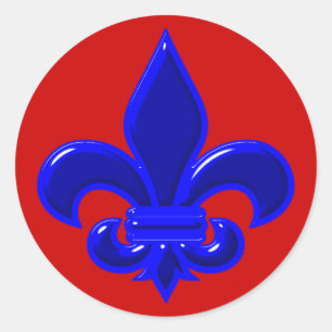 Fleur De Lis Blau blue Classic Round Sticker