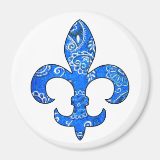 Fleur de lis Blue Bandanna Magnet