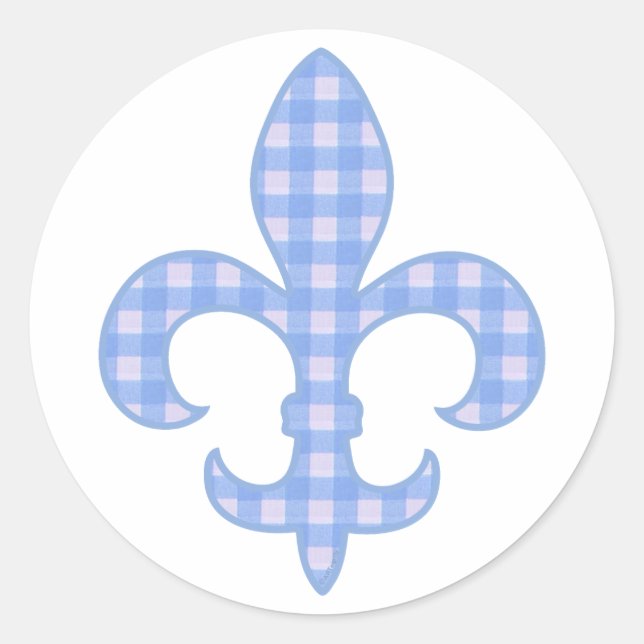 Fleur de lis Blue Gingham stickers (Front)
