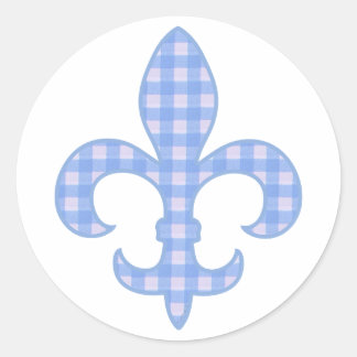 Fleur de lis Blue Gingham stickers