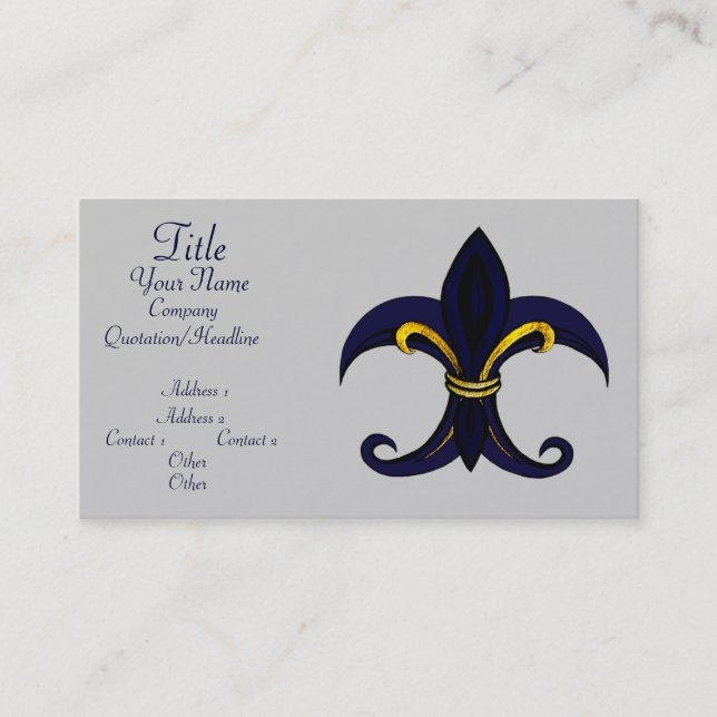 Fleur de lis blue/gold business card (Front)